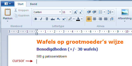 Cursor in Wordpad