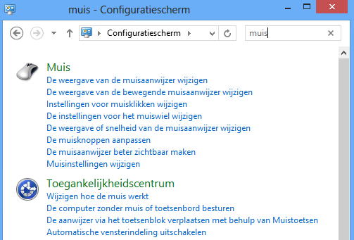 Configuratie - Muis