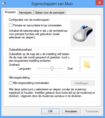 Muisinstellingen - Knoppen
